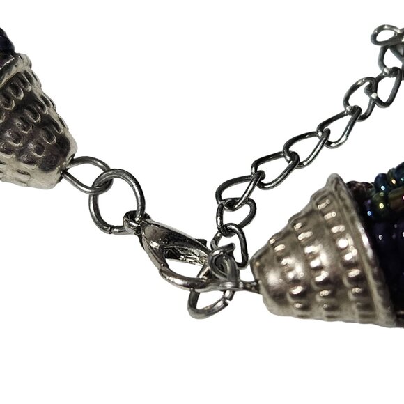 Handcrafted Twisted Seed Beaded Bracelet Purple Gold Beads Fashion Jewelry Women - Picture 5 of 6